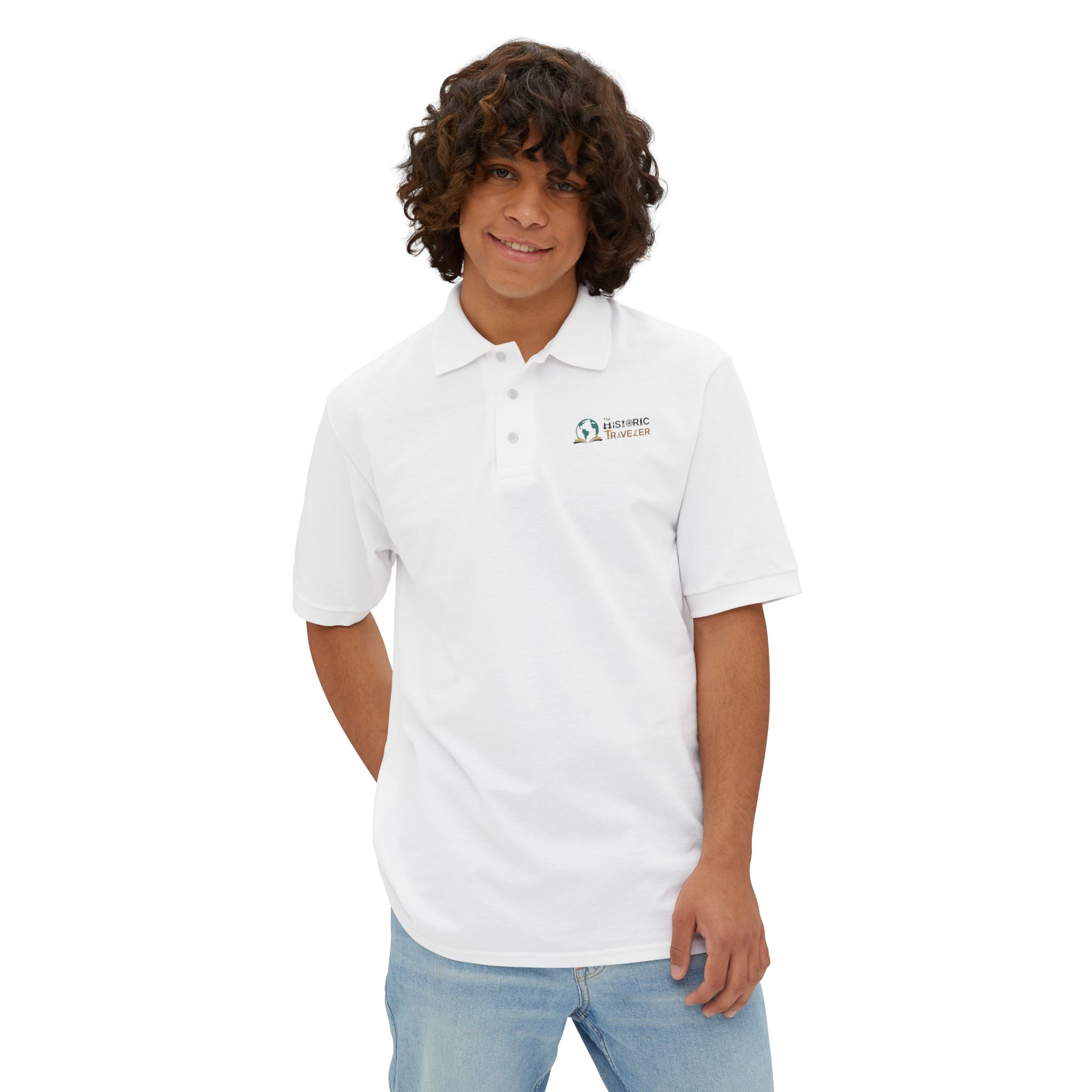 Men's Piqué Polo White - Image 3